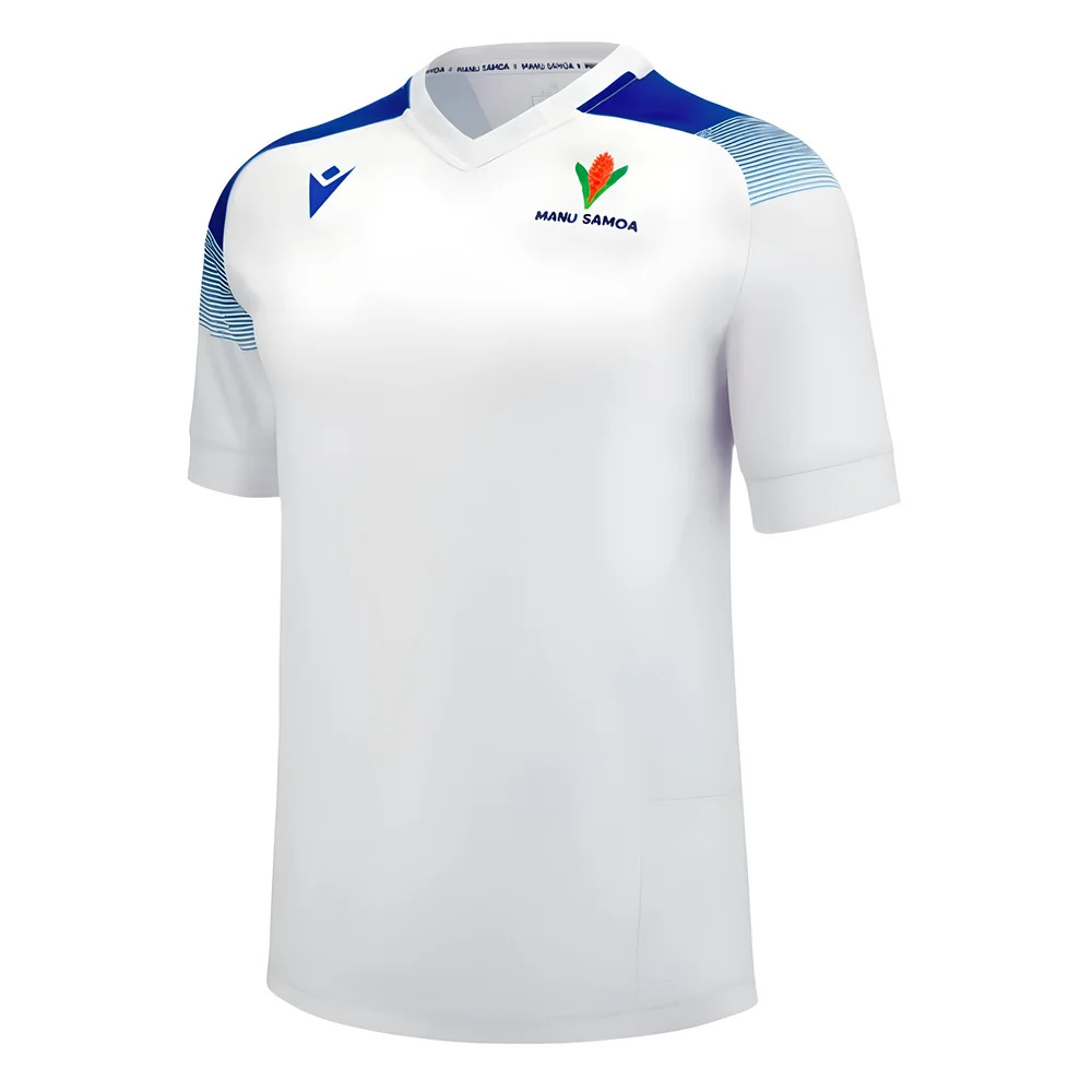 '23-'24 Samoa Rugby Away Replica Shirt Polyester Made By: Macron Men's White Large