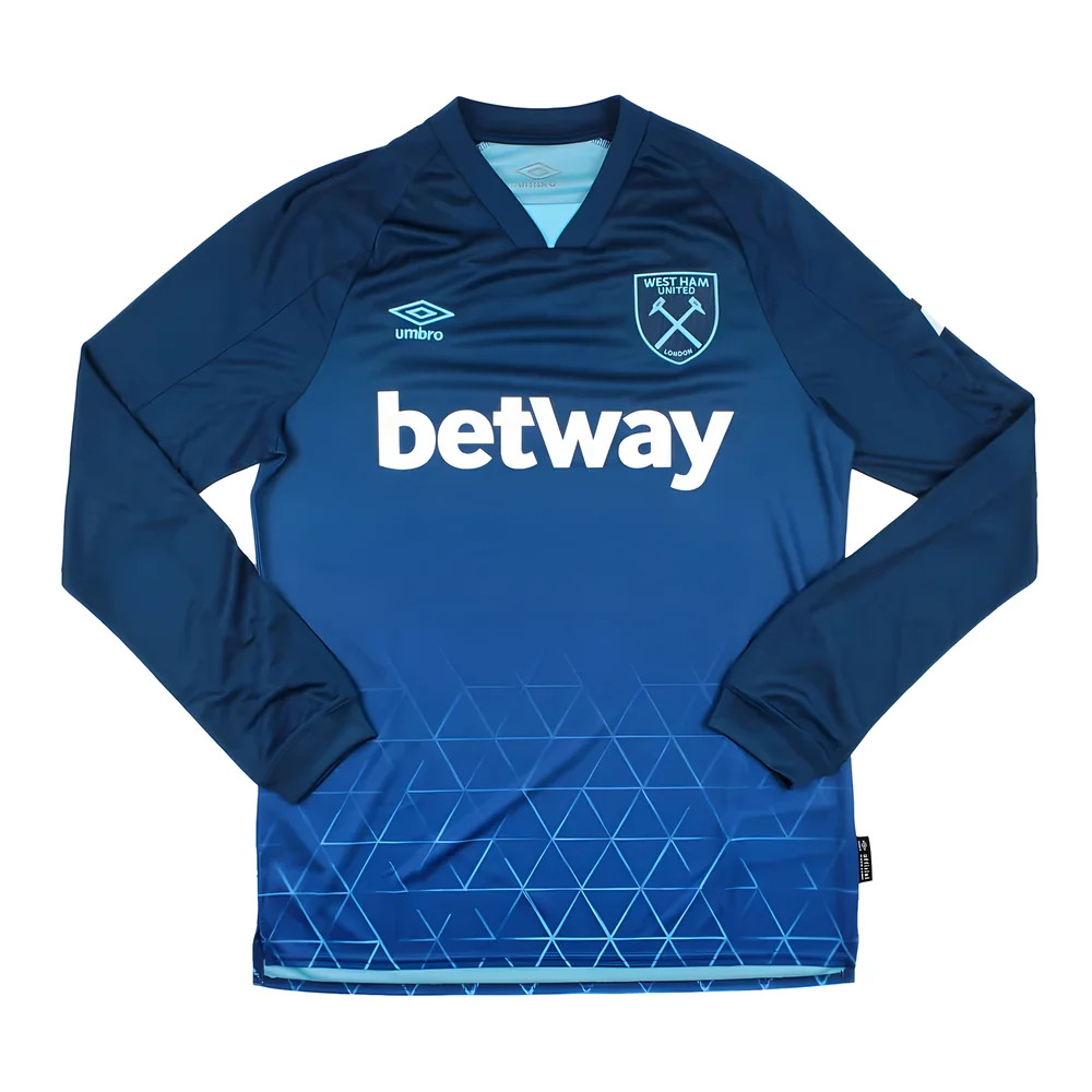 '23-'24 West Ham Long Sleeve Third Shirt Polyester Made By: Umbro Men's Blue 3XL