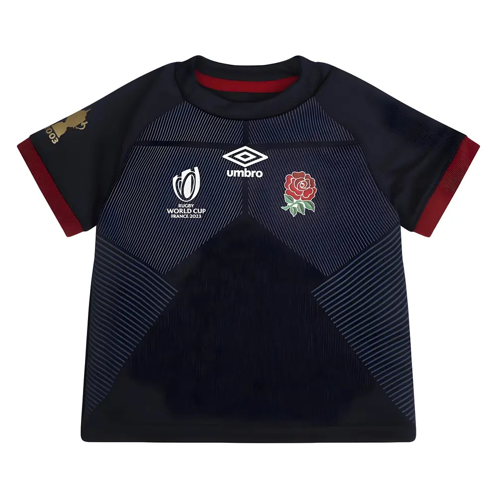 England Rwc 2023 Alternate Replica Rugby Baby Shirt Toddler's Polyester Azerbaijan Made By: Umbro Unisex Toddler Black 3-6 Mo