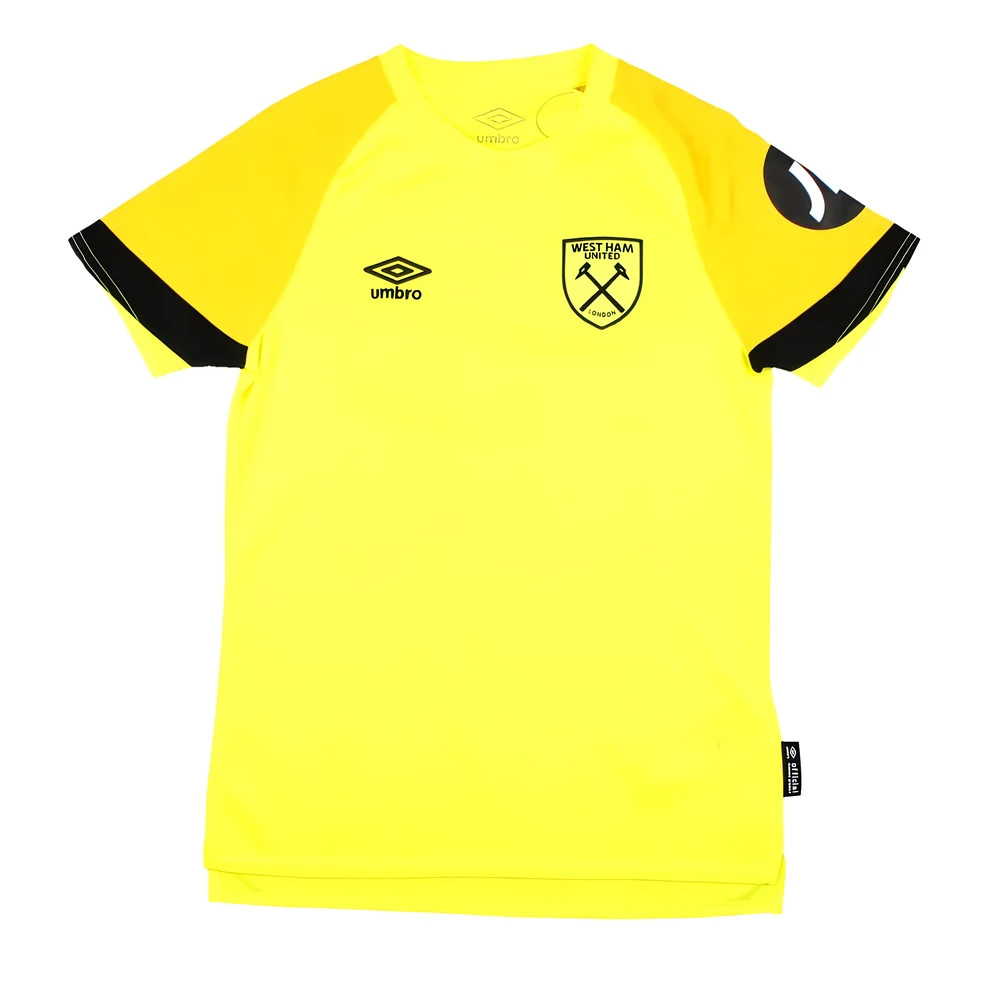 '23-'24 West Ham Change Goalkeeper Shirt (Yellow) - Kids Polyester Made By: Umbro Unisex Kids Yellow Medium