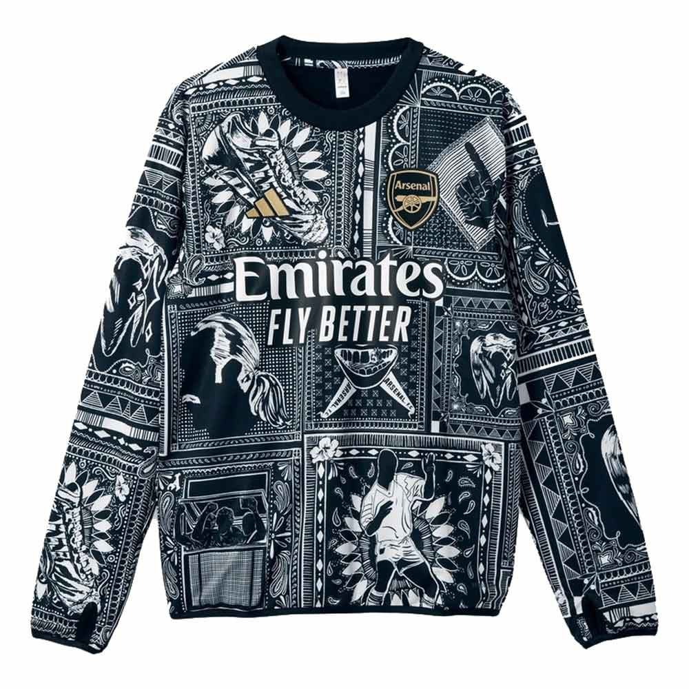 2023 2024 Arsenal Ian Wright Pre Match Warm Up Top Black IQ2463 Uksoccershop