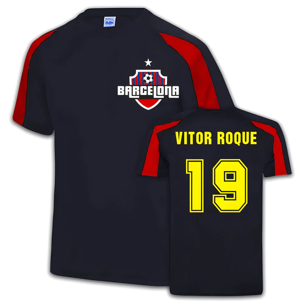 Barcelona Sports Training Jersey (Vitor Roque 19) Polyester Uksoccershop Men's Black Large