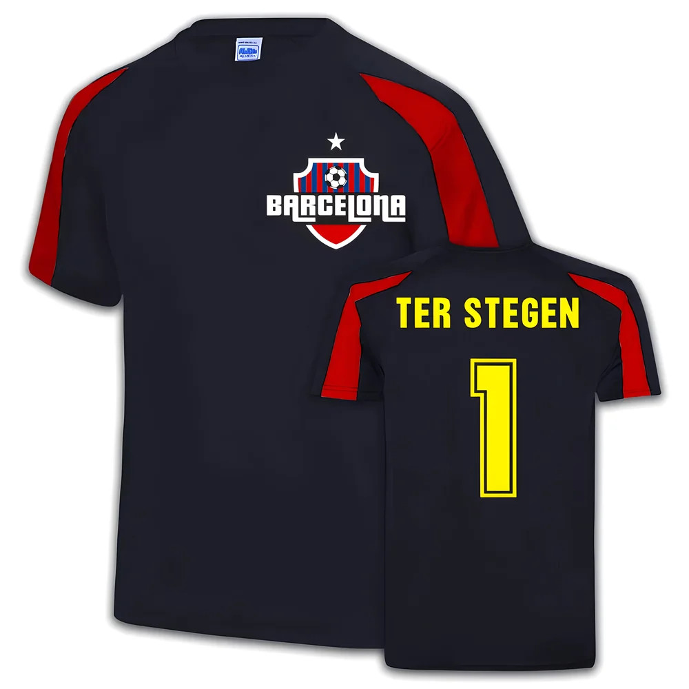Barcelona Sports Training Jersey (Ter Stegen 1) Polyester Uksoccershop Men's Black Large