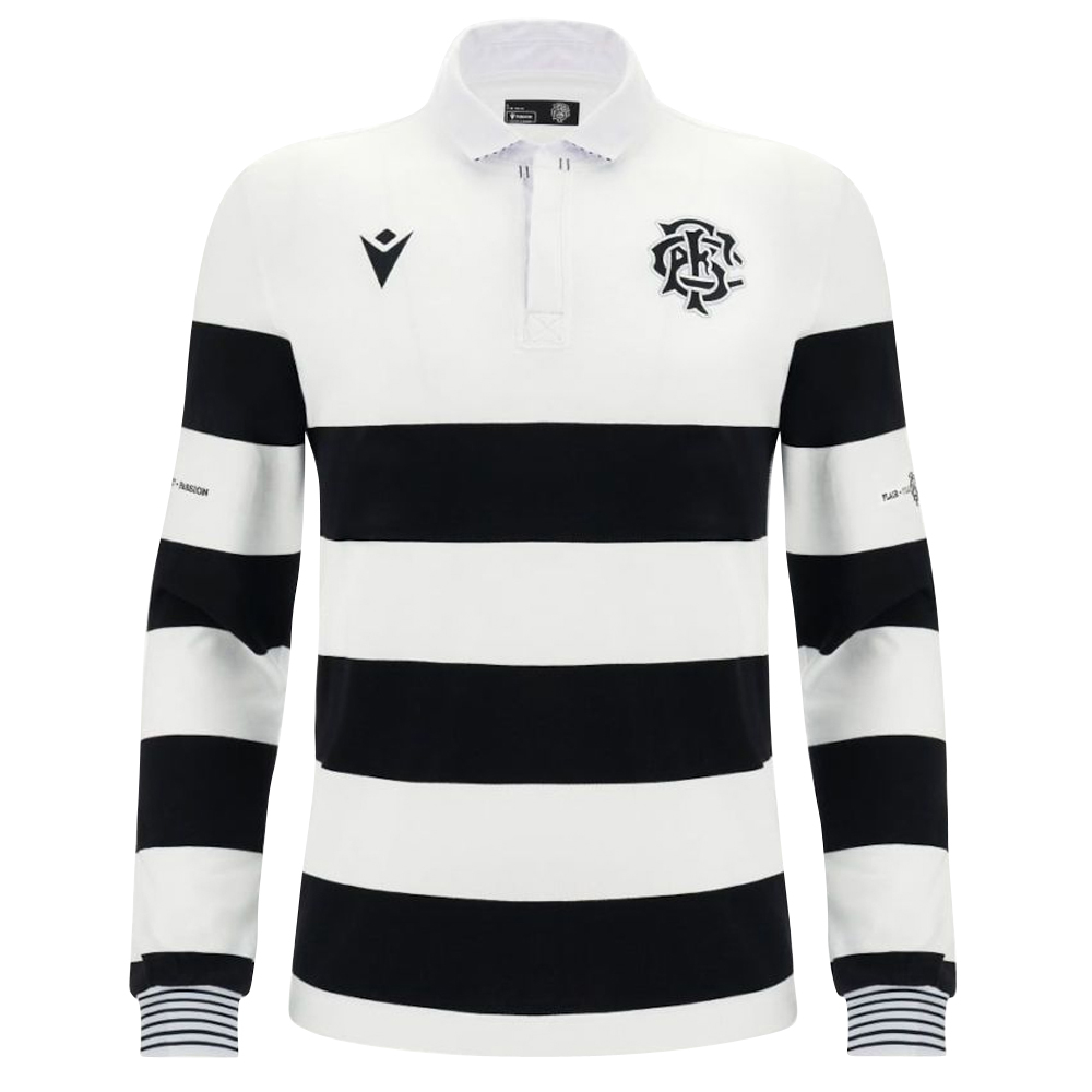 '24-'25 Barbarians Home Rugby Cotton Ls Shirt Made By: Macron Men's White Large