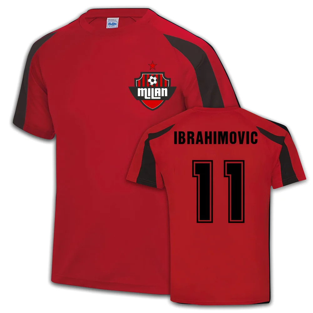 Zlatan Ibrahimovic Ac Milan Sports Training Jersey (Red) Polyester Uksoccershop Men's Red Xxl