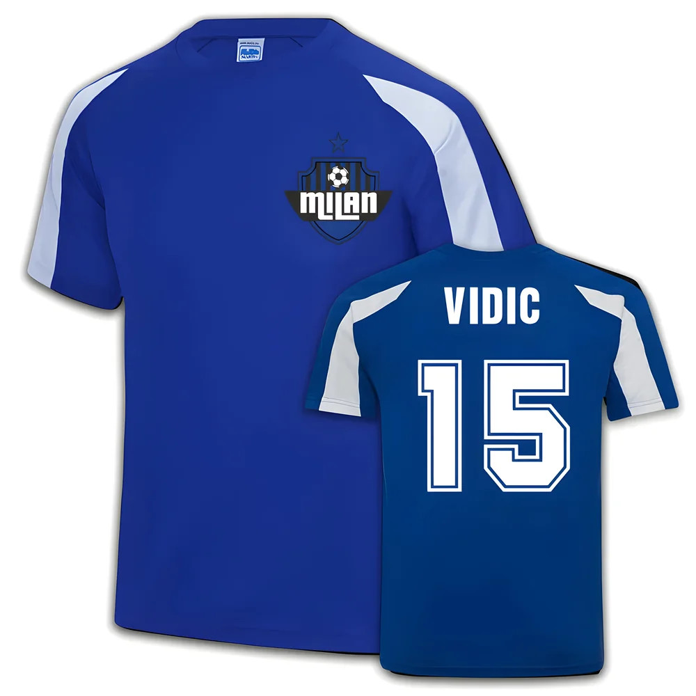 Nemanja Vidic Inter Milan Sports Training Jersey (Blue) - Kids Men's Polyester Made By: Gildan Boys Blue Medium