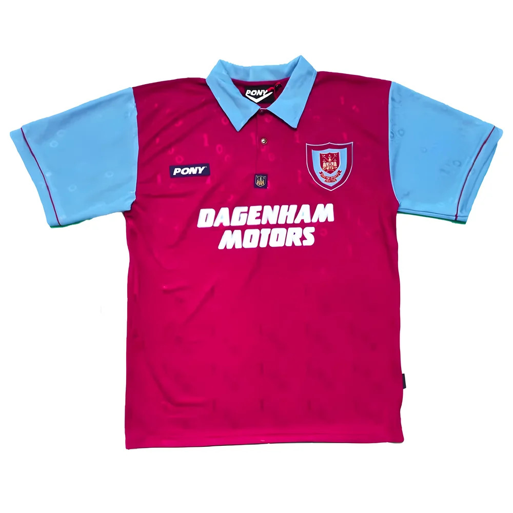 '95-'96 West Ham Centenary Pony Home Shirt Polyester Men's Claret Small