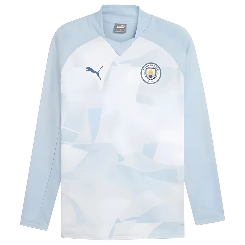'23-'24 Man City Prematch Ls Sweat Top (Silver Sky) Polyester Manchester City Made By: Puma Men's White Large