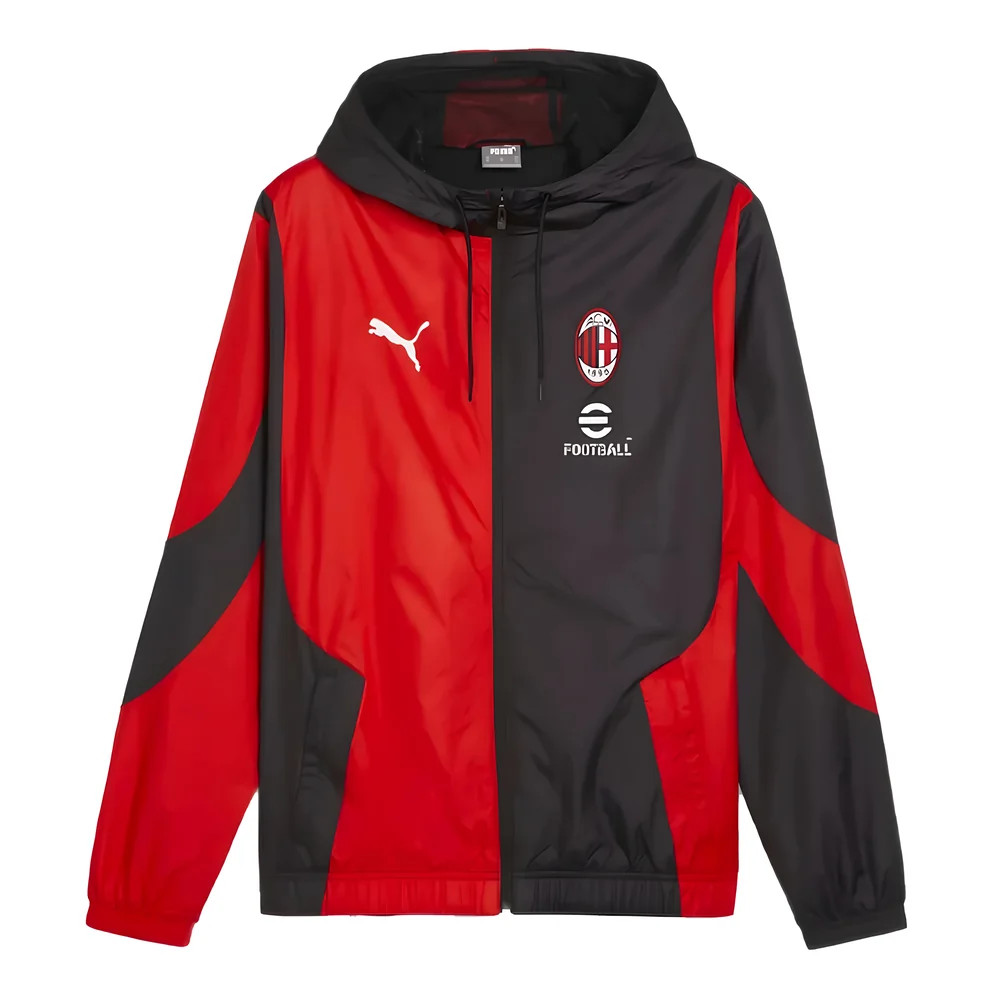 '23-'24 Ac Milan Prematch Woven Jacket (Black) Polyester Made By: Puma Men's Black Small