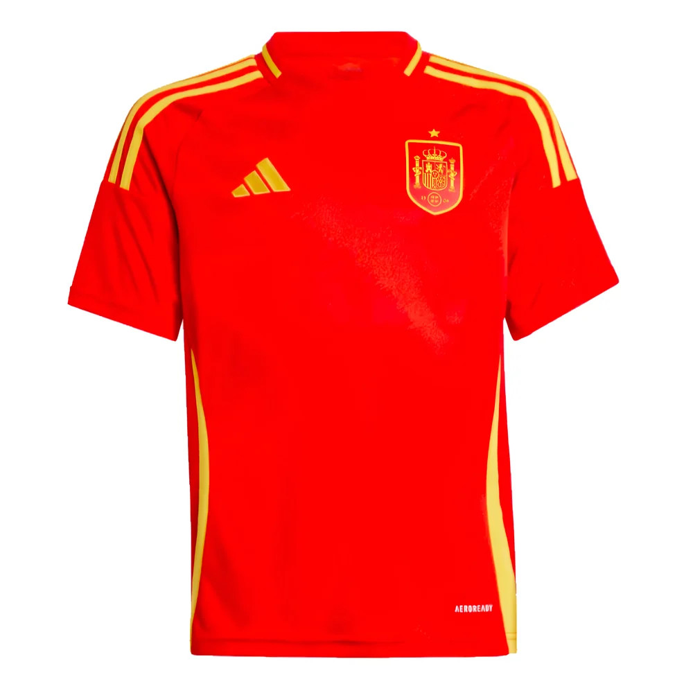 '24-'25 Spain Home Shirt (Kids) 7-8 Polyester Made By: Adidas Unisex Kids Red Size 15-16