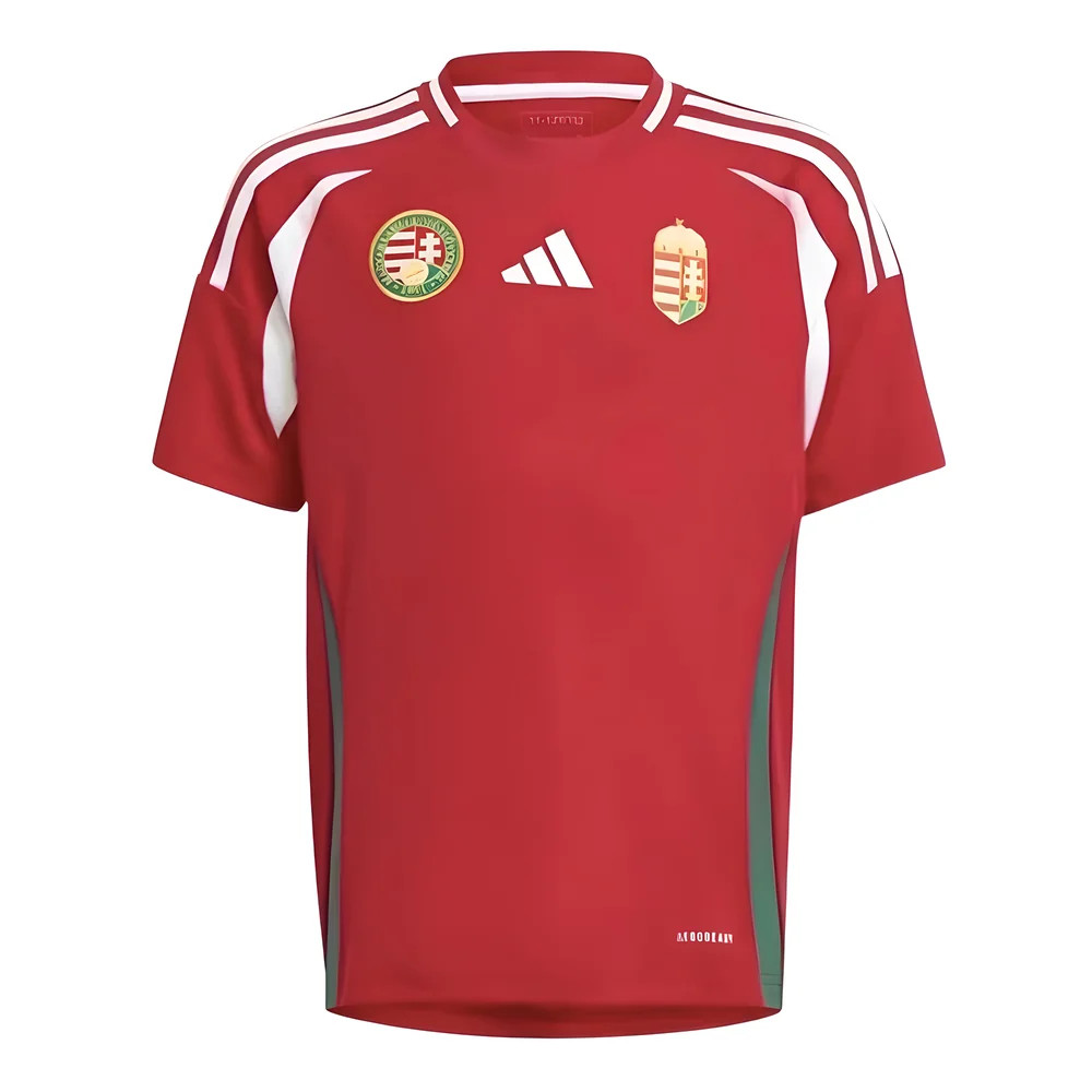 '24-'25 Hungary Home Shirt (Kids) 9-10 Polyester Made By: Adidas Unisex Kids Red Size 11-12