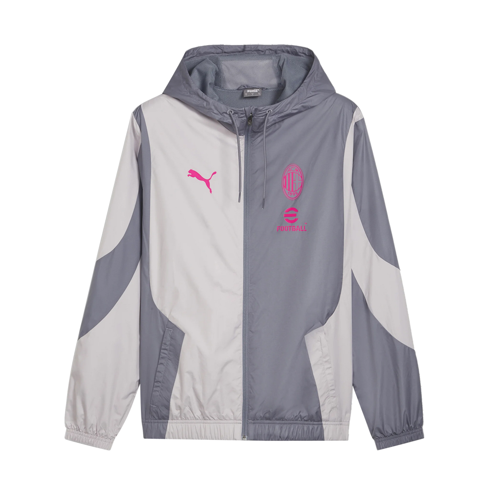 '23-'24 Ac Milan Prematch Woven Jacket (Gray Tile) Polyester Made By: Puma Men's Grey Extra Large