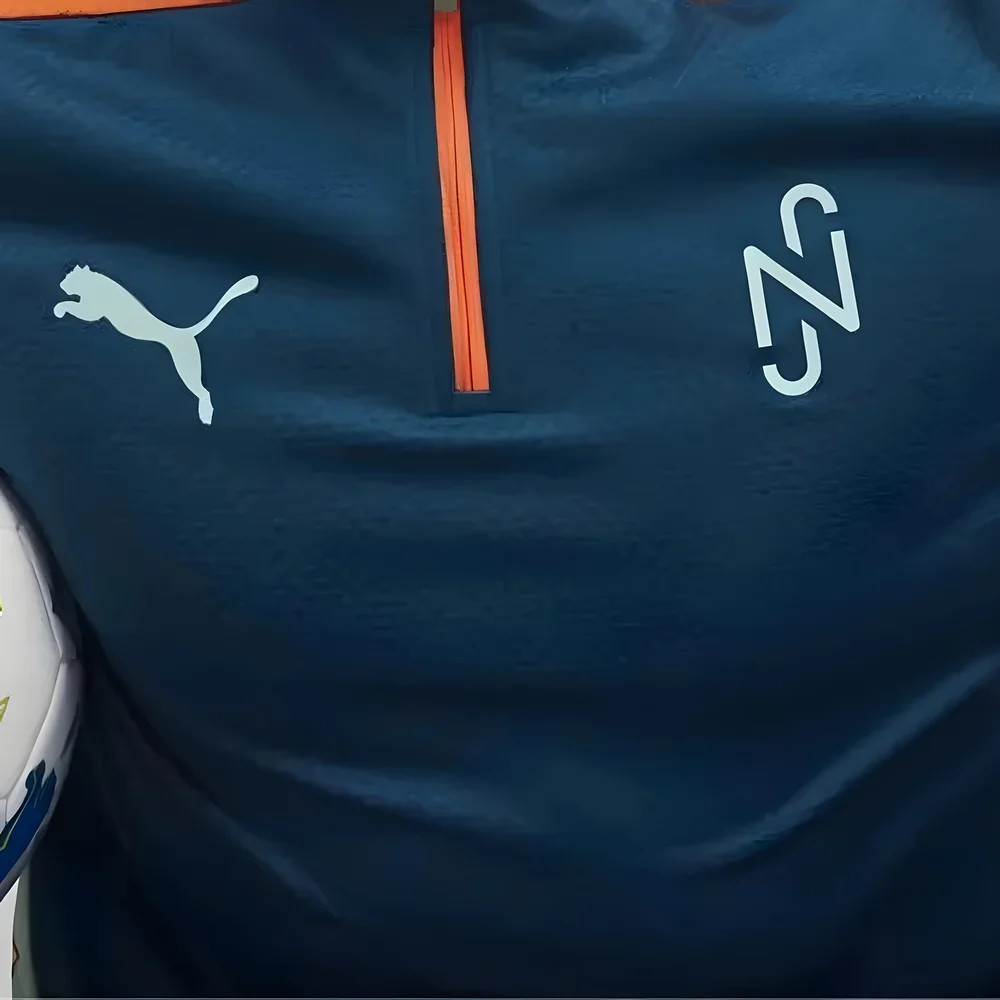 Neymar Jr 1/4 Zip Top (Ocean Tropic) Polyester Brazil Made By: Puma Men's Navy Small