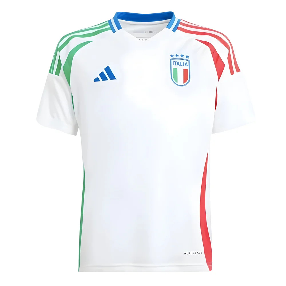 '24-'25 Italy Away Shirt (Kids) Polyester Made By: Adidas Unisex Kids White Size 7-8