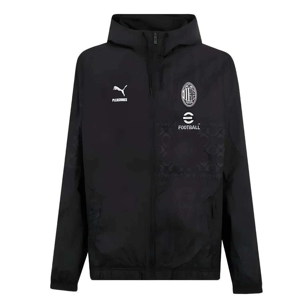 '23-'24 Ac Milan X Pleasures Prematch Jacket (Black) Polyester Made By: Puma Men's Black Xxl