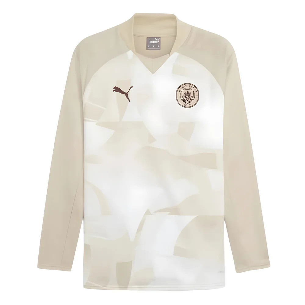 '23-'24 Man City Prematch Ls Sweat Top (Granola) Polyester Manchester City Made By: Puma Men's Cream Medium