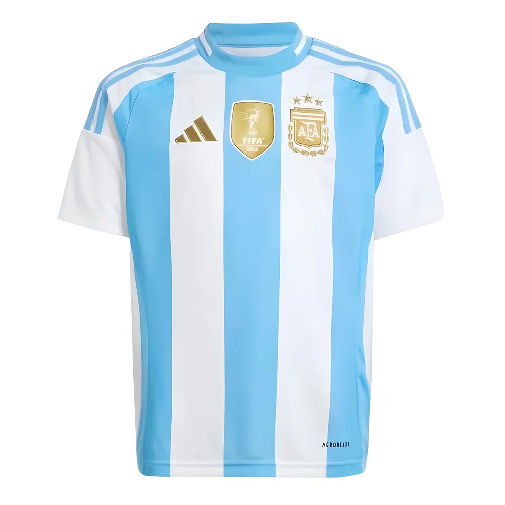 '24-'25 Argentina Home Shirt (Kids) 13-14 Polyester Made By: Adidas Unisex Kids White Size 15-16