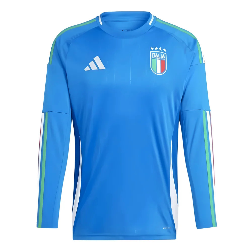 '24-'25 Italy Long Sleeve Home Shirt Polyester Made By: Adidas Men's Blue Extra Large