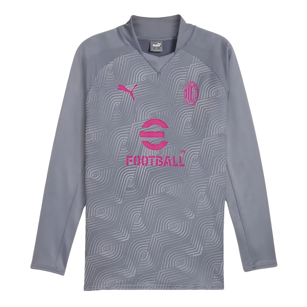 '23-'24 Ac Milan Prematch Ls Sweat Top (Gray Tile) Polyester Made By: Puma Men's Grey Large