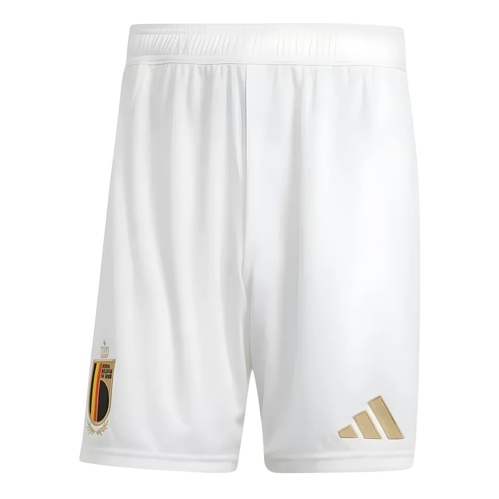 '24-'25 Belgium Away Shorts (White) - Kids 22 Waist Polyester Made By: Adidas Unisex Kids White 26 Waist