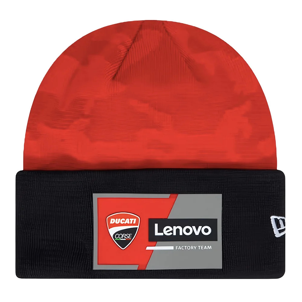 Ducati Team Camo Eb Cuff Beanie (Scarlet) Adults One Size Polyester Made By: New Era Unisex Black