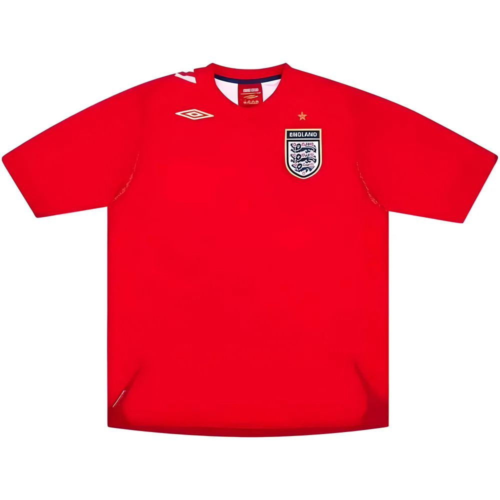 '06-'08 England Away Shirt (Very Good) Polyester Made By: Umbro Men's Red Xxl