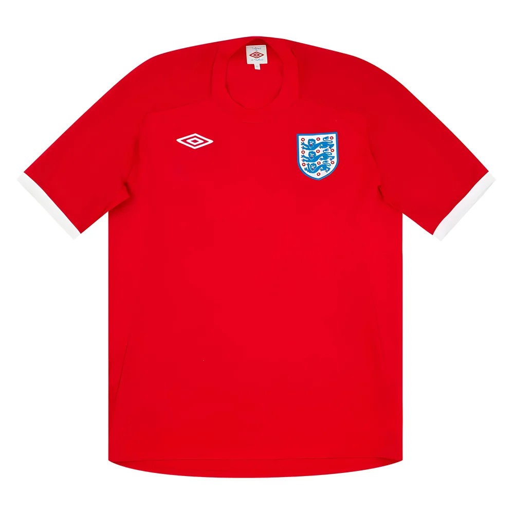 '10-'11 England Away Shirt (Very Good) Polyester Made By: Umbro Men's Red Medium