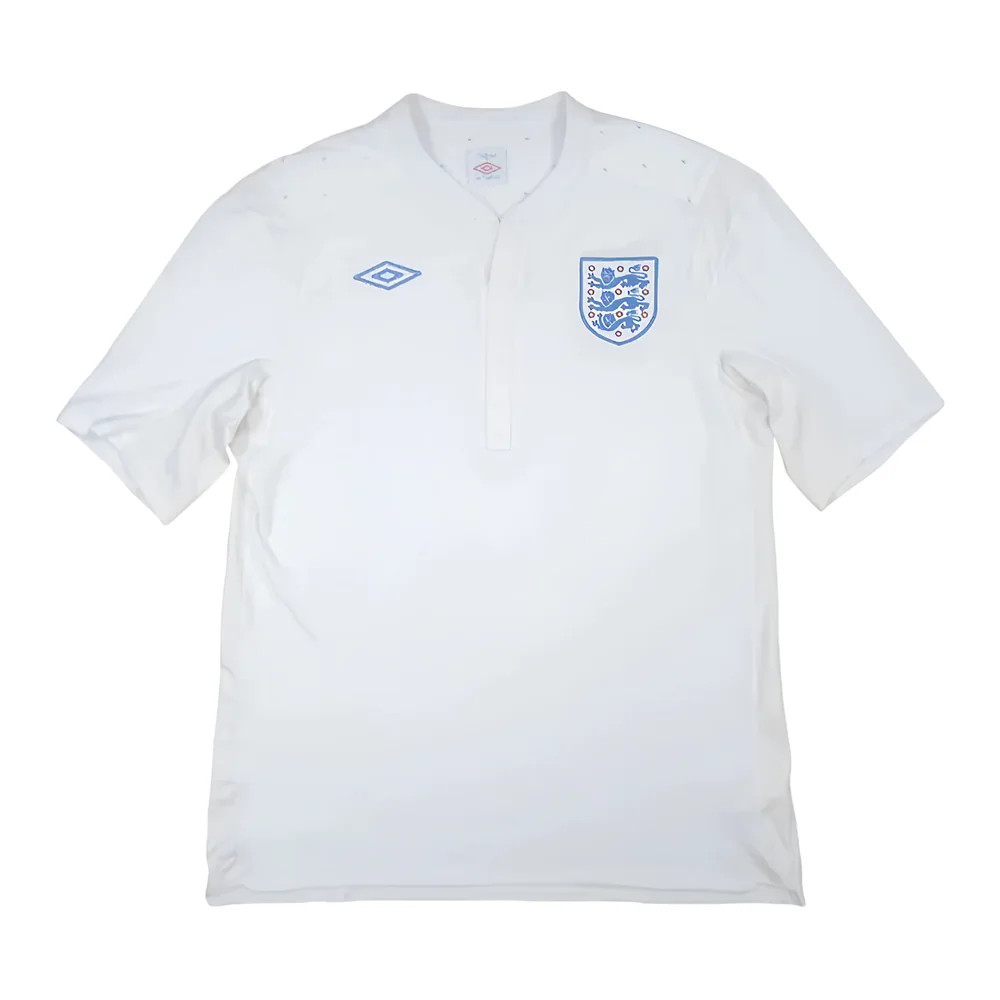 '10-'12 England Home Shirt ) (Very Good) Polyester Made By: Umbro Men's White Xxl