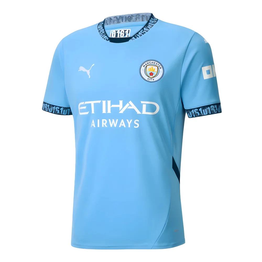 '24-'25 Man City Home Shirt Polyester Manchester City Made By: Puma Men's Blue Medium