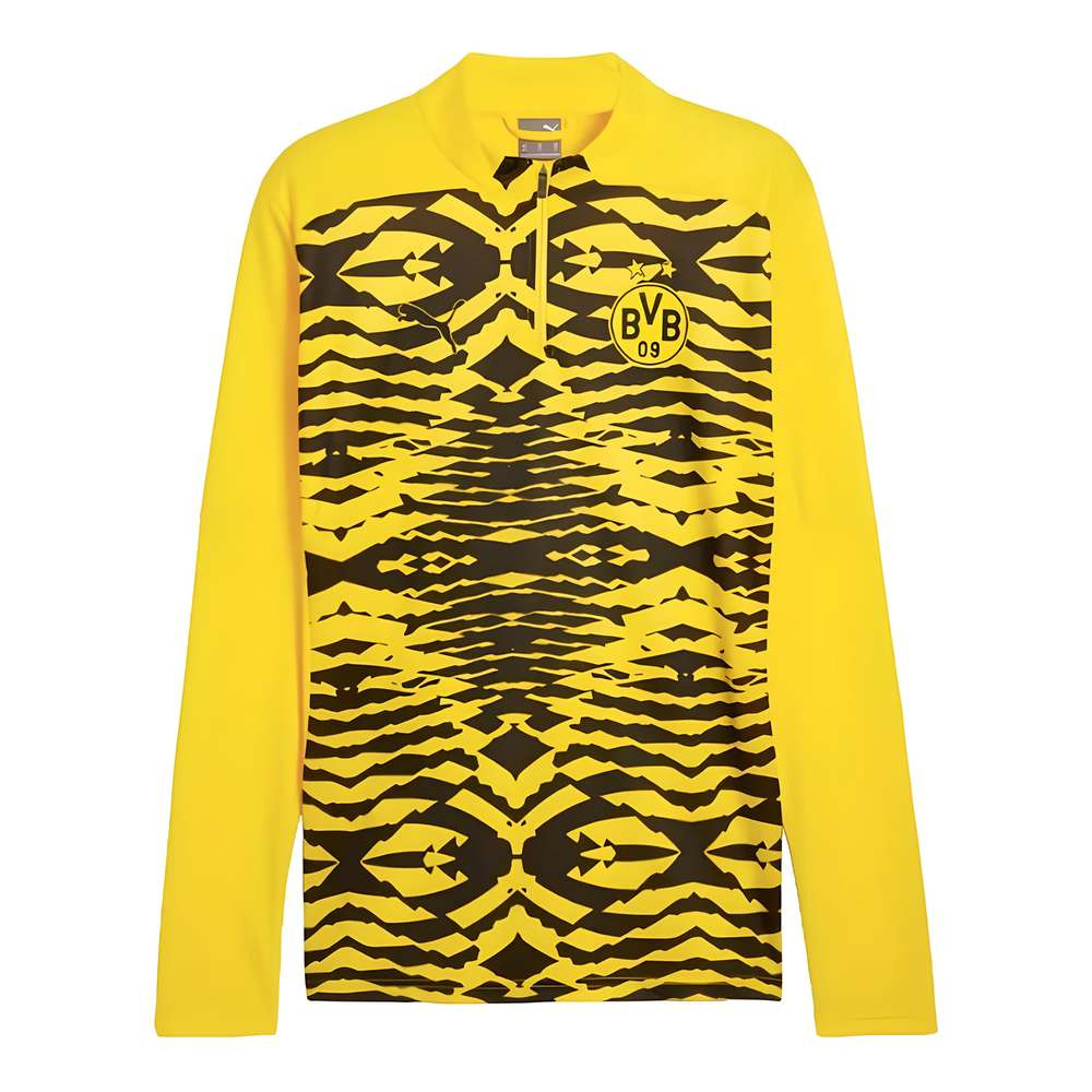 '24-'25 Borussia Dortmund Prematch 1/4 Zip Top (Yellow) Polyester Made By: Puma Men's Yellow Extra Large