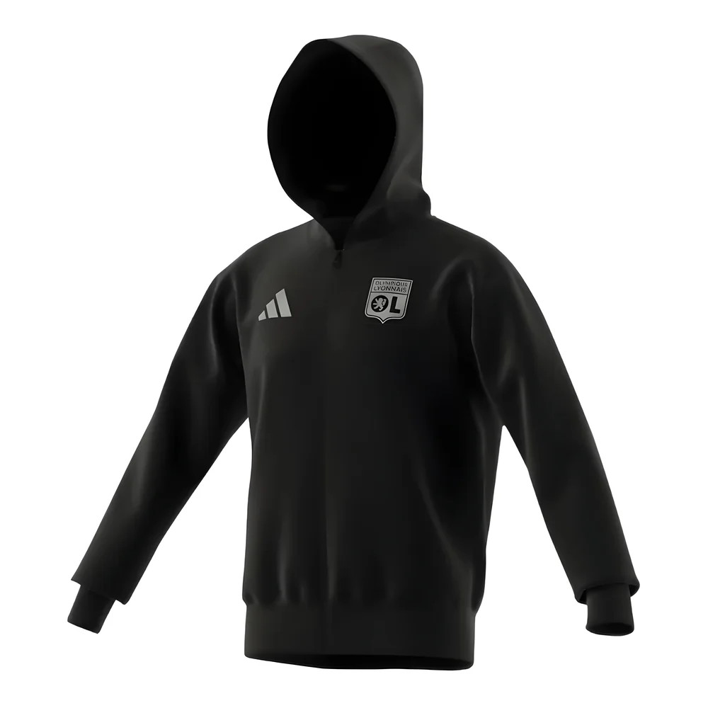 '24-'25 Olympique Lyon Anthem Jacket (Black) Polyester Made By: Adidas Men's Black 3XL