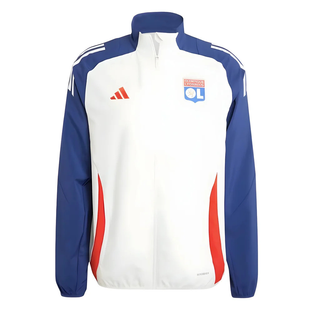 '24-'25 Olympique Lyon Presentation Jacket (White) Polyester Made By: Adidas Men's White 3XL