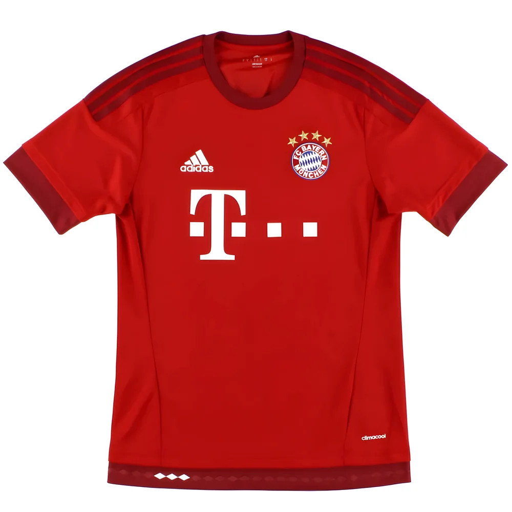 '15-'16 Bayern Munich Home Shirt ) (Very Good) Polyester Made By: Adidas Men's Red Extra Large