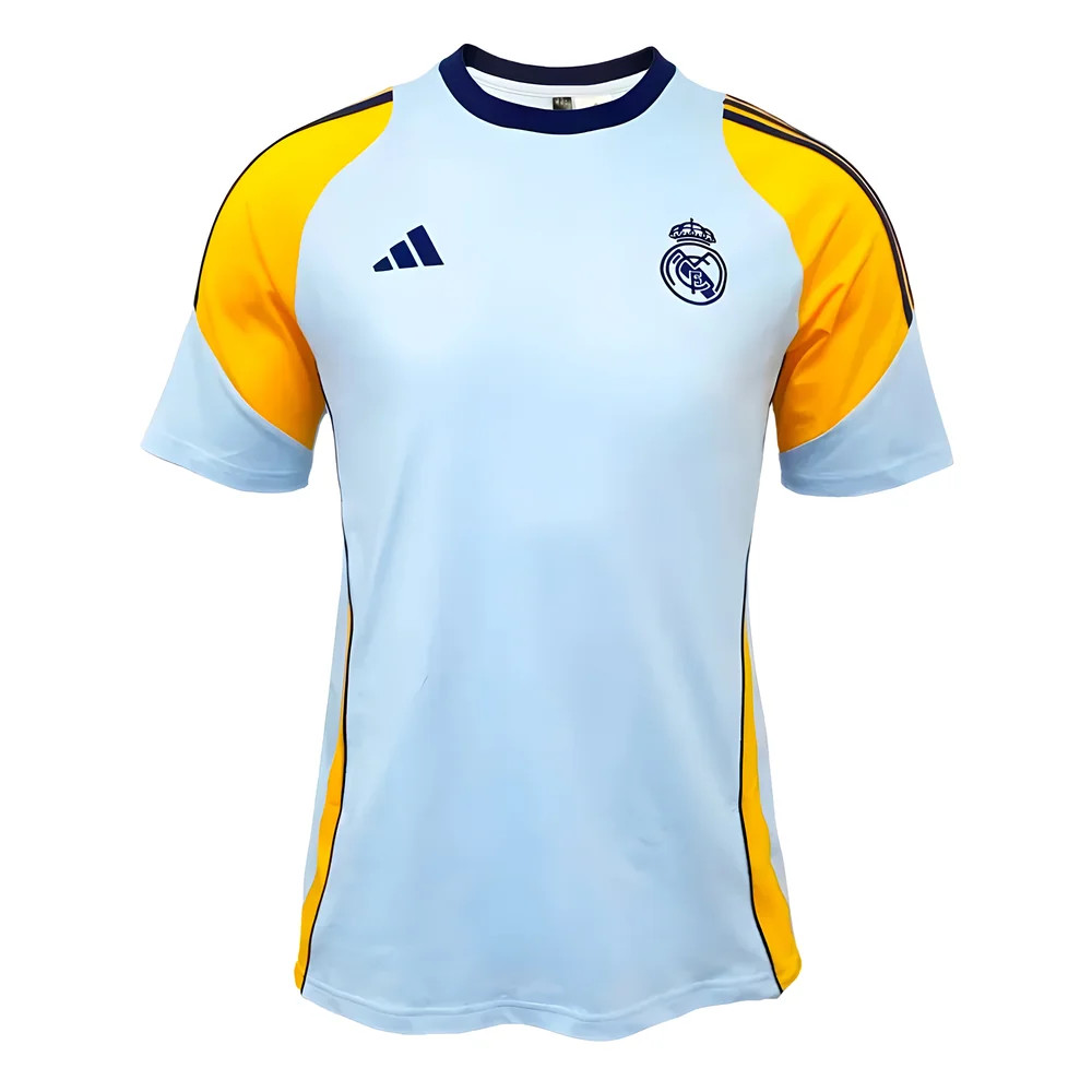 '24-'25 Real Madrid Training Tee (Glow ) Polyester Made By: Adidas Men's Blue Small