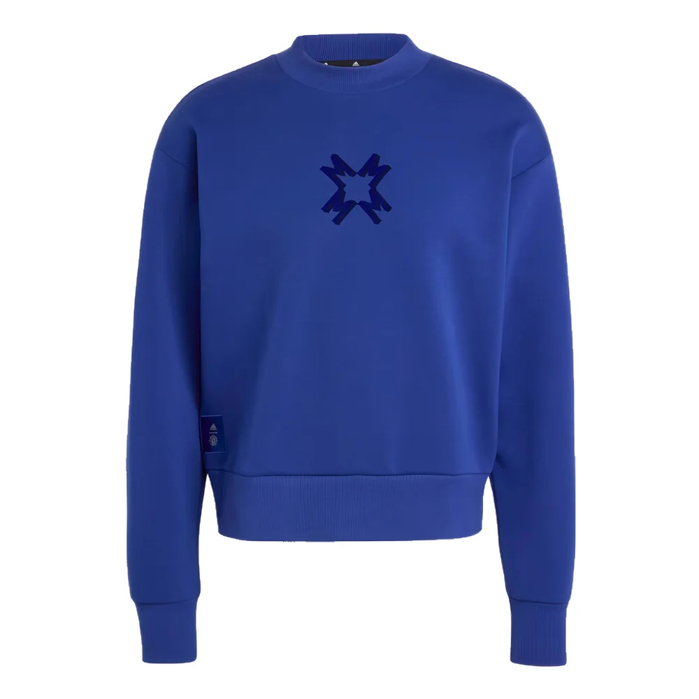 '24-'25 Man Utd Seasonal Doubleknit Crew (Blue) Polyester Manchester United Made By: Adidas Men's Blue 3XL