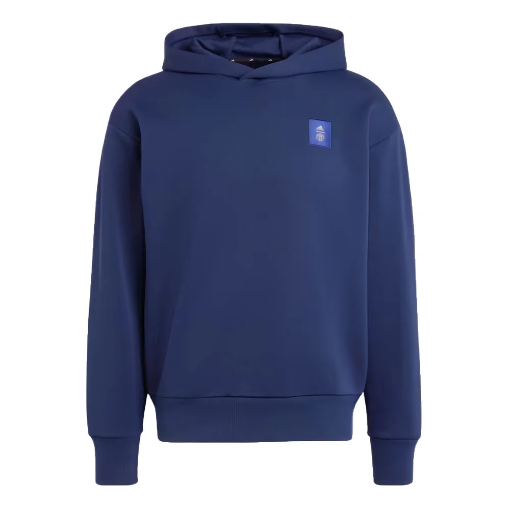 '24-'25 Man Utd Seasonal Doubleknit Hoody (Night Indigo) Polyester Manchester United Made By: Adidas Men's Navy Xxl