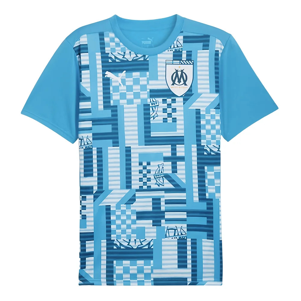 '24-'25 Marseille Pre-Match Ss Shirt (Bleu Azur) Polyester Made By: Puma Men's Blue 3XL