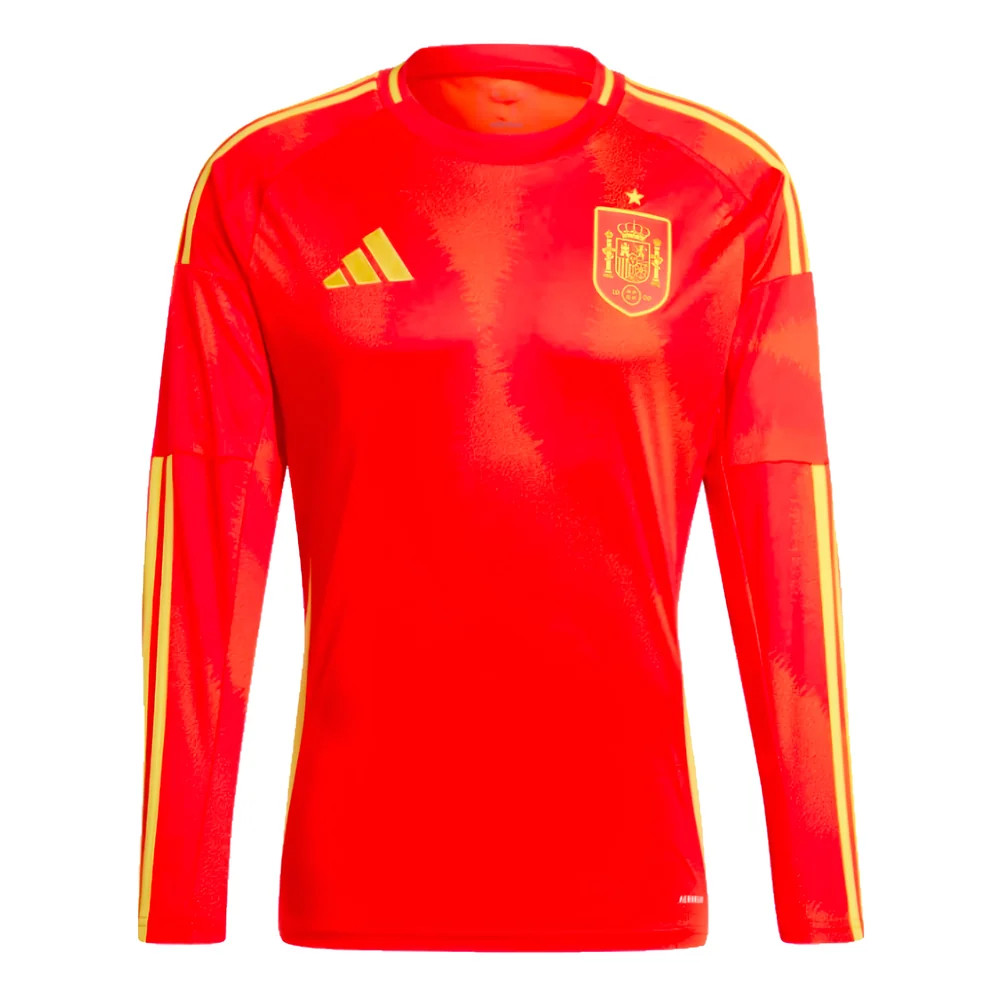 '24-'25 Spain Long Sleeve Home Shirt Polyester Made By: Adidas Men's Red Xxl