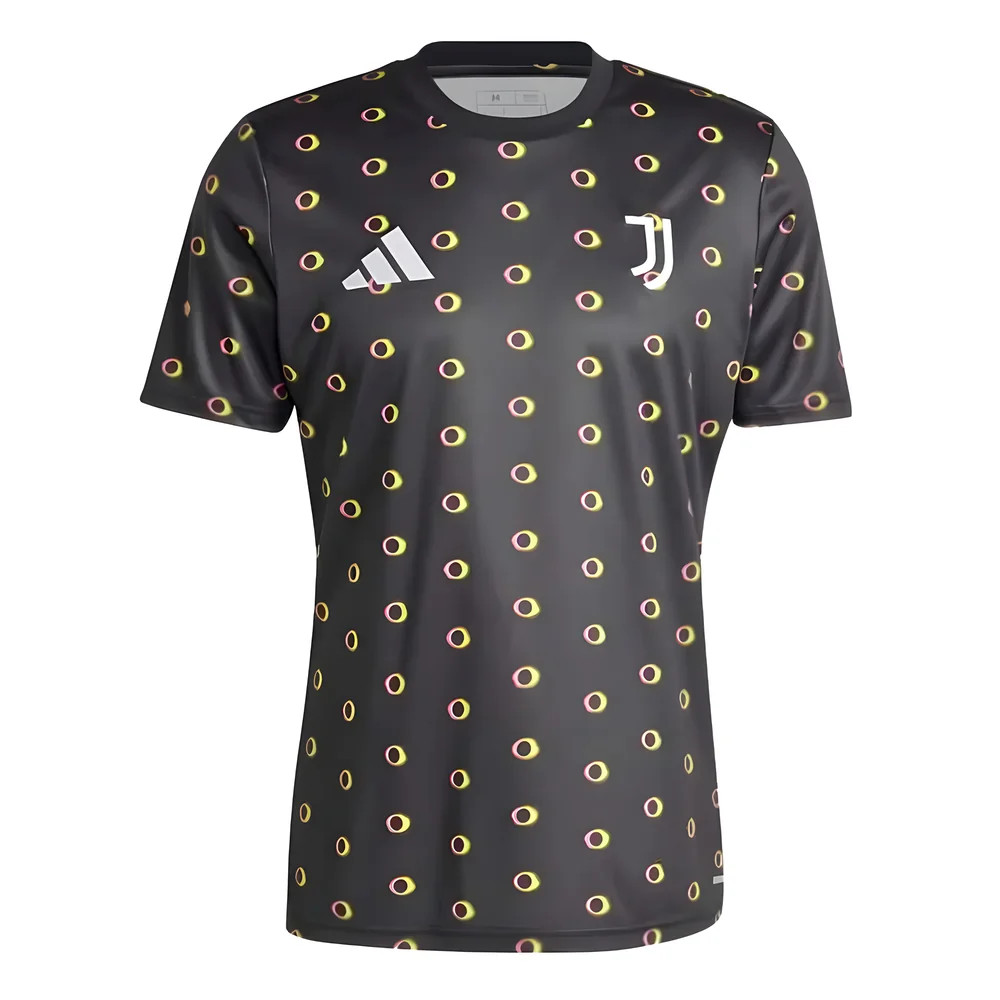 '24-'25 Juventus Pre-Match Shirt (Black) Polyester Made By: Adidas Men's Black Medium