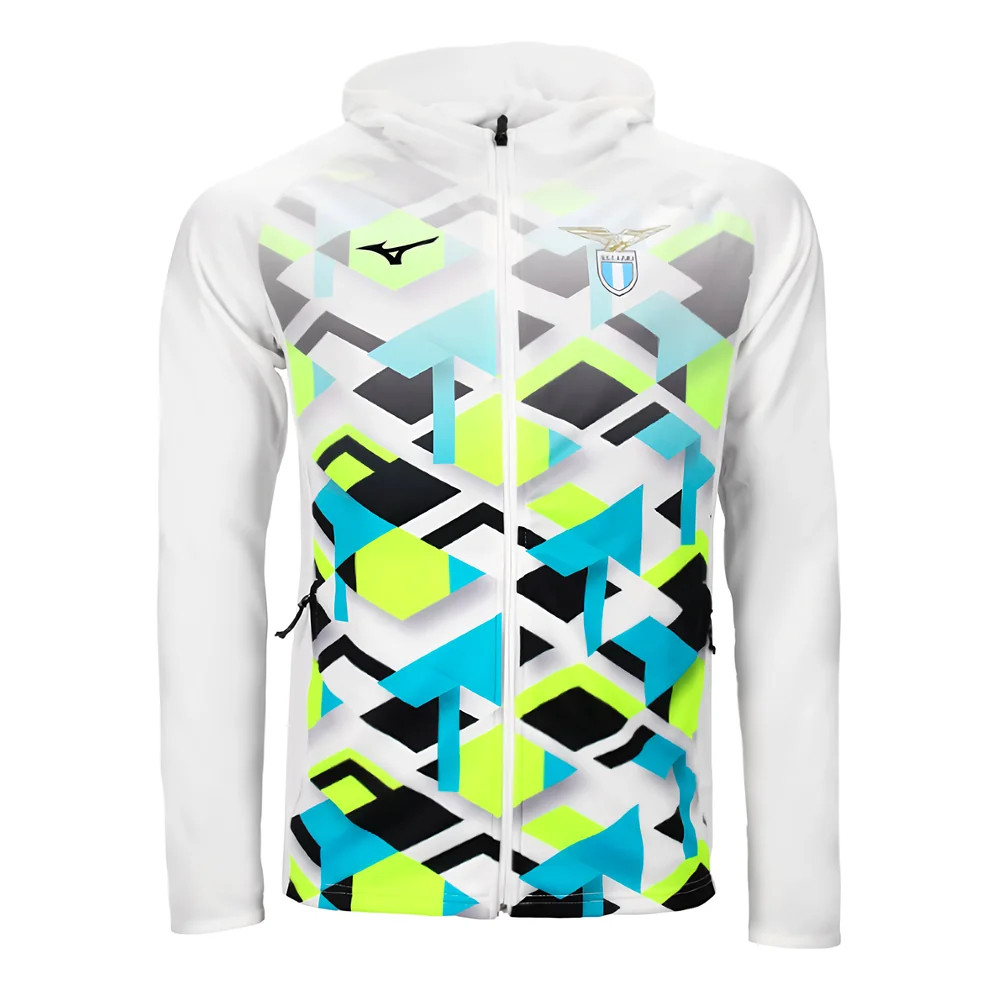 '24-'25 Lazio Hooded Walkout Jacket (White) Polyester Made By: Mizuno Men's White Small