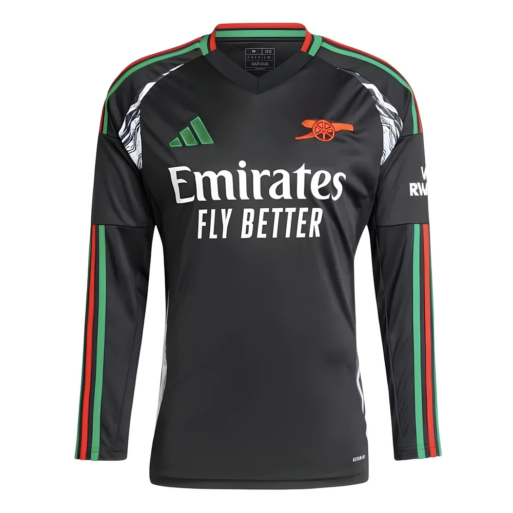 '24-'25 Arsenal Away Long Sleeve Shirt Polyester Made By: Adidas Men's Black Small