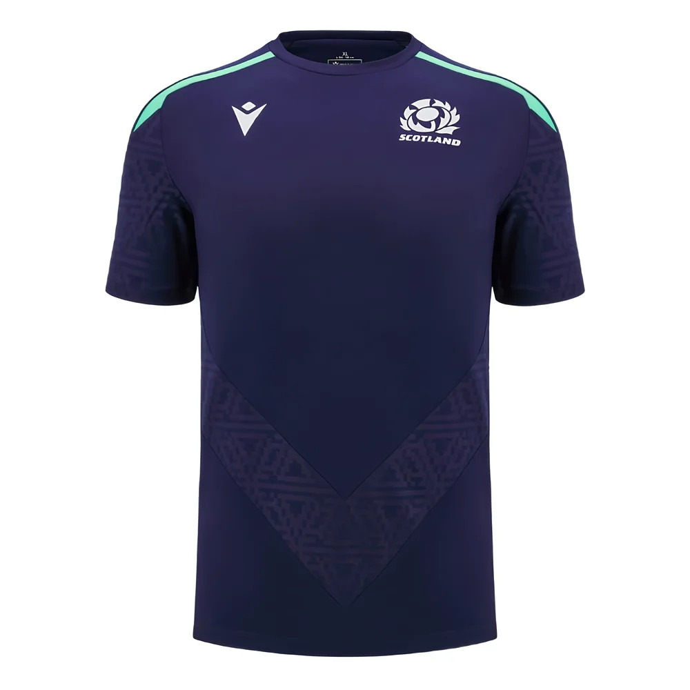 '24-'25 Scotland Rugby Poly Training Shirt (Navy) Polyester Made By: Macron Men's Navy 5XL