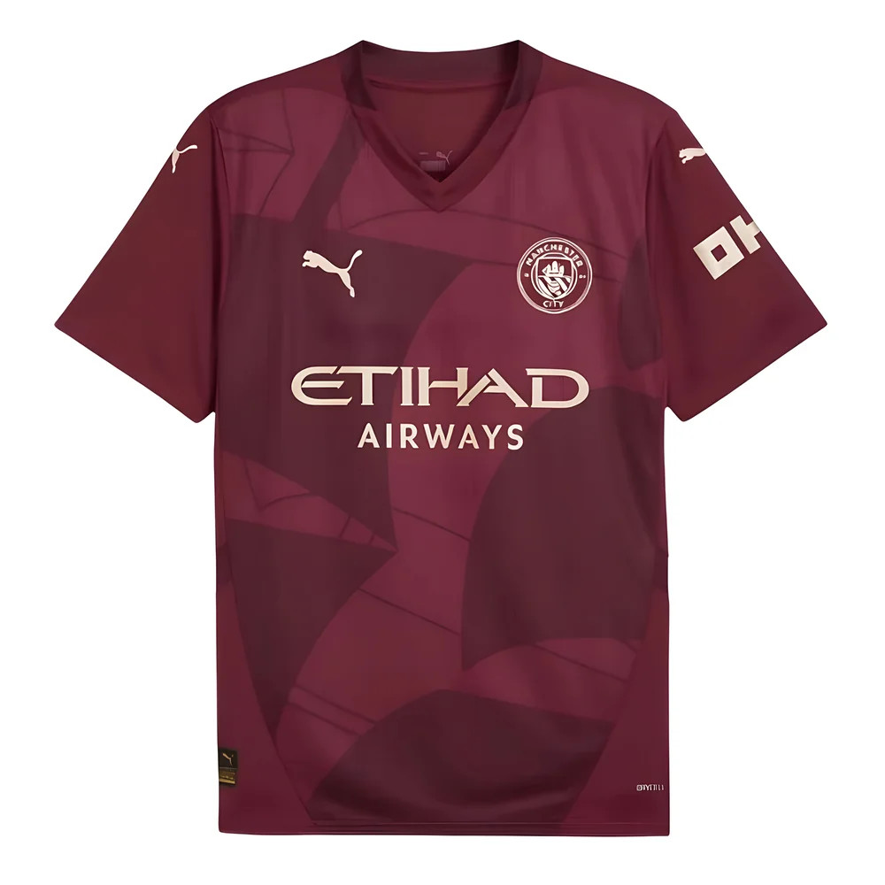 '24-'25 Man City Third Shirt Polyester Manchester City Made By: Puma Men's Maroon Extra Large