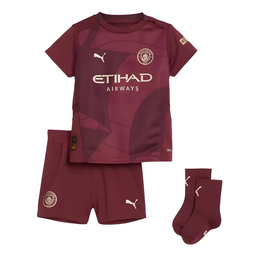 '24-'25 Man City Third Baby Kit Toddler's Polyester Manchester City Made By: Puma Unisex Toddler Maroon 2-4 Mo