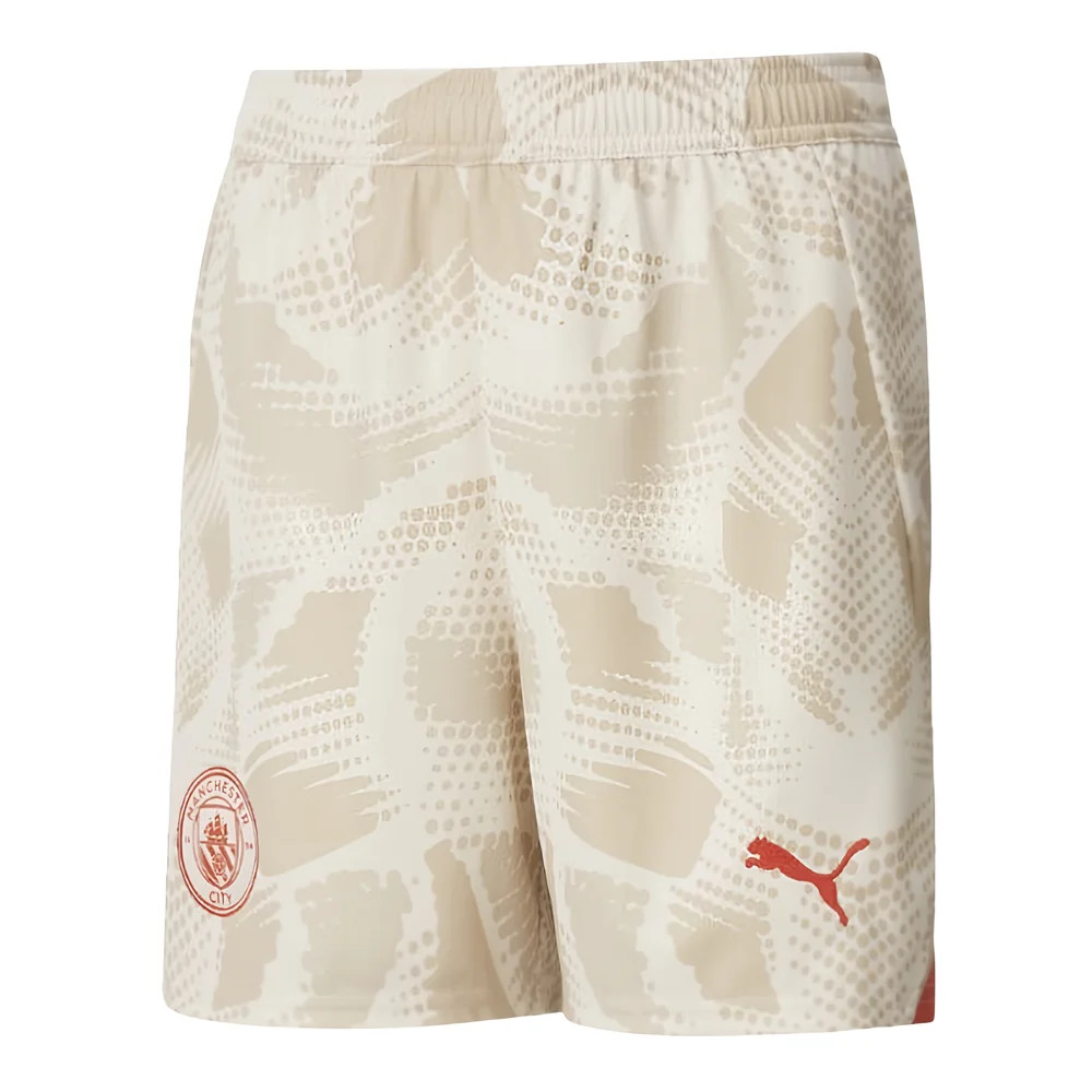 '24-'25 Man City Away Goalkeeper Shorts (Alpine Snow) - Kids Polyester Manchester City Made By: Puma Unisex Kids White 26 Waist