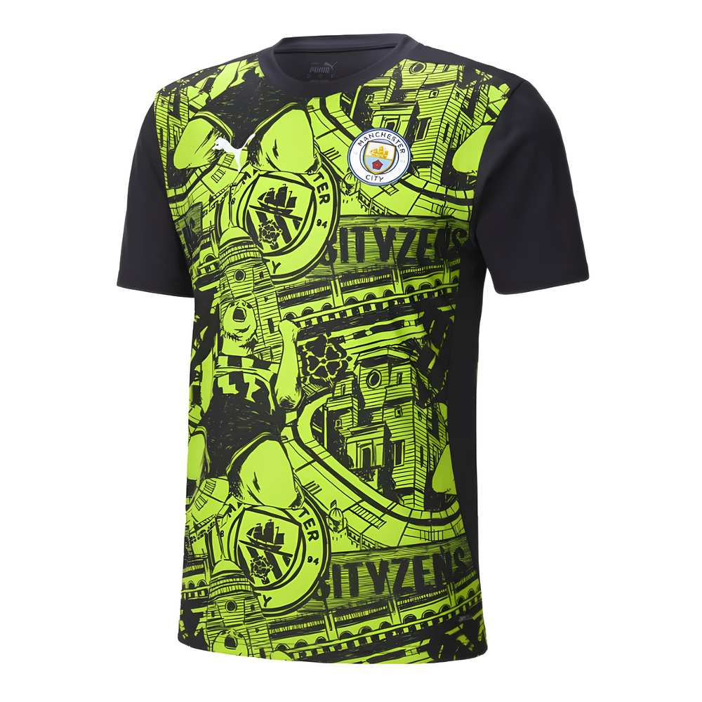 '24-'25 Man City Pre-Match Shirt ( Glow) Polyester Manchester City Made By: Puma Men's Yellow Small
