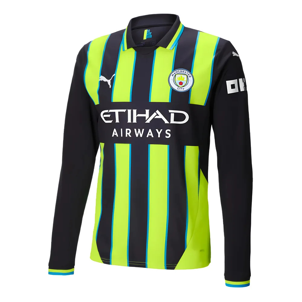 '24-'25 Man City Away Long Sleeve Shirt Polyester Manchester City Made By: Puma Men's Navy Medium