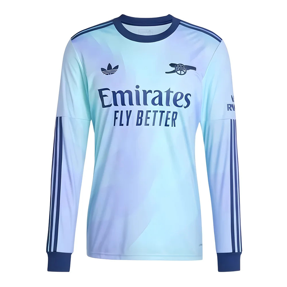 '24-'25 Arsenal Long Sleeve Third Shirt Polyester Made By: Adidas Men's Blue Small