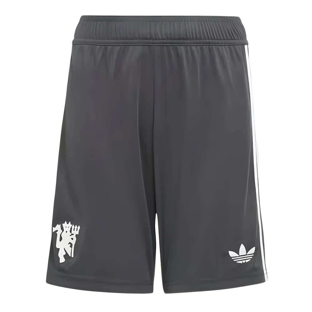 '24-'25 Man Utd Third Shorts (Carbon) - Kids Polyester Manchester United Made By: Adidas Unisex Kids Black 22 Waist