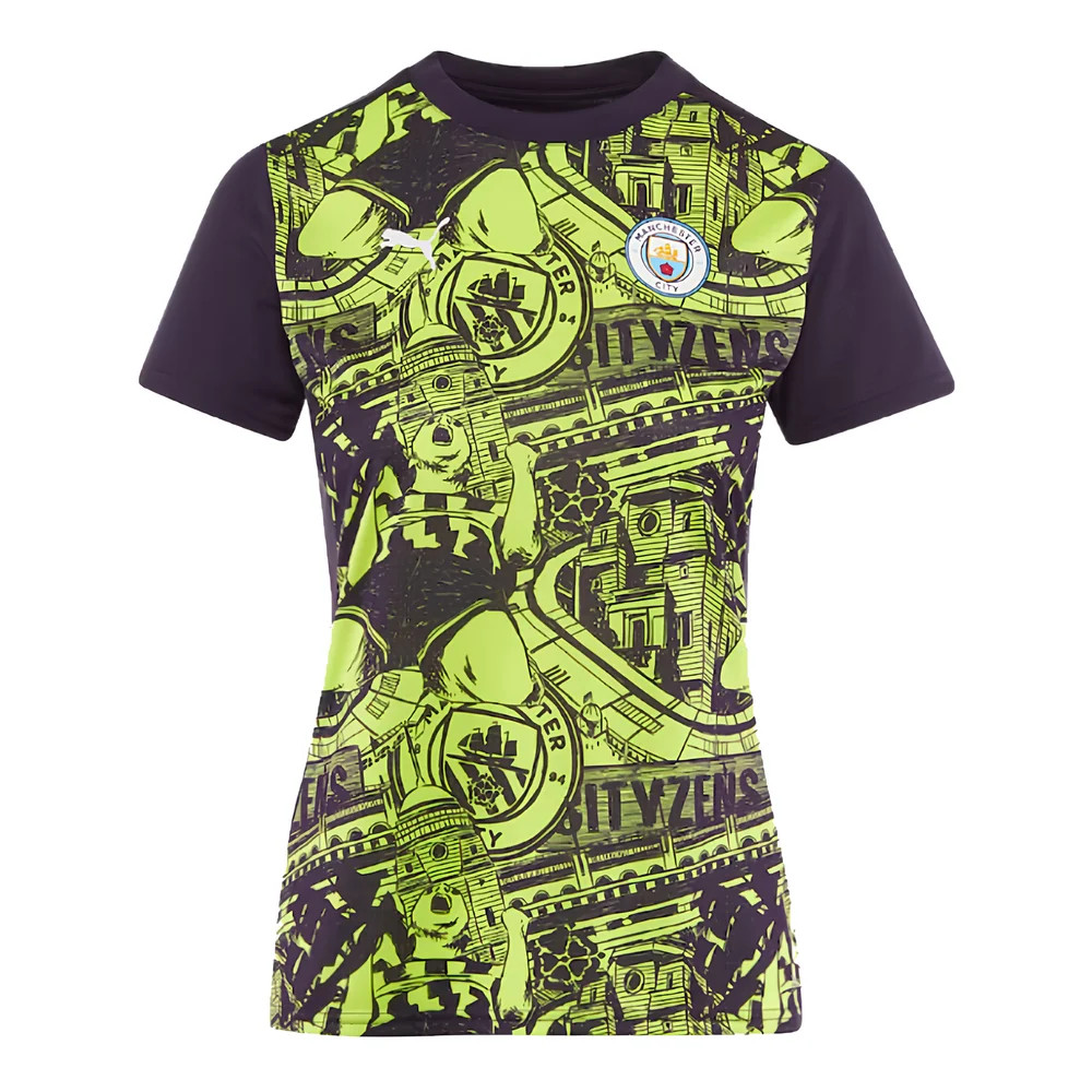 '24-'25 Man City Pre-Match Shirt ( Glow) - Polyester Manchester City Made By: Puma Women's Yellow Extra Small